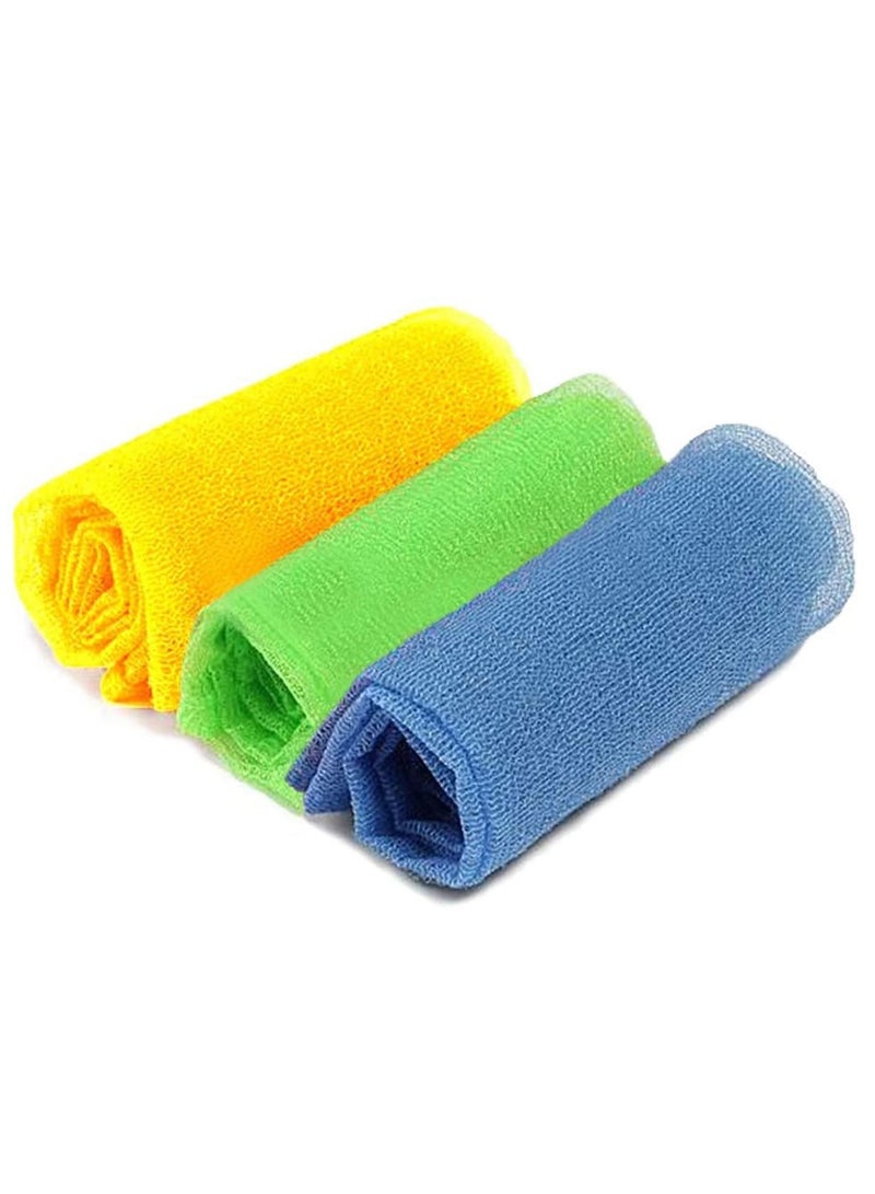 Bath Towel Dual-Sided Exfoliating Nylon Multicolor Cloth with Deep Clean  Invigorate Your Skin for Massaging Beauty Wash (3 Pack) - Image 1